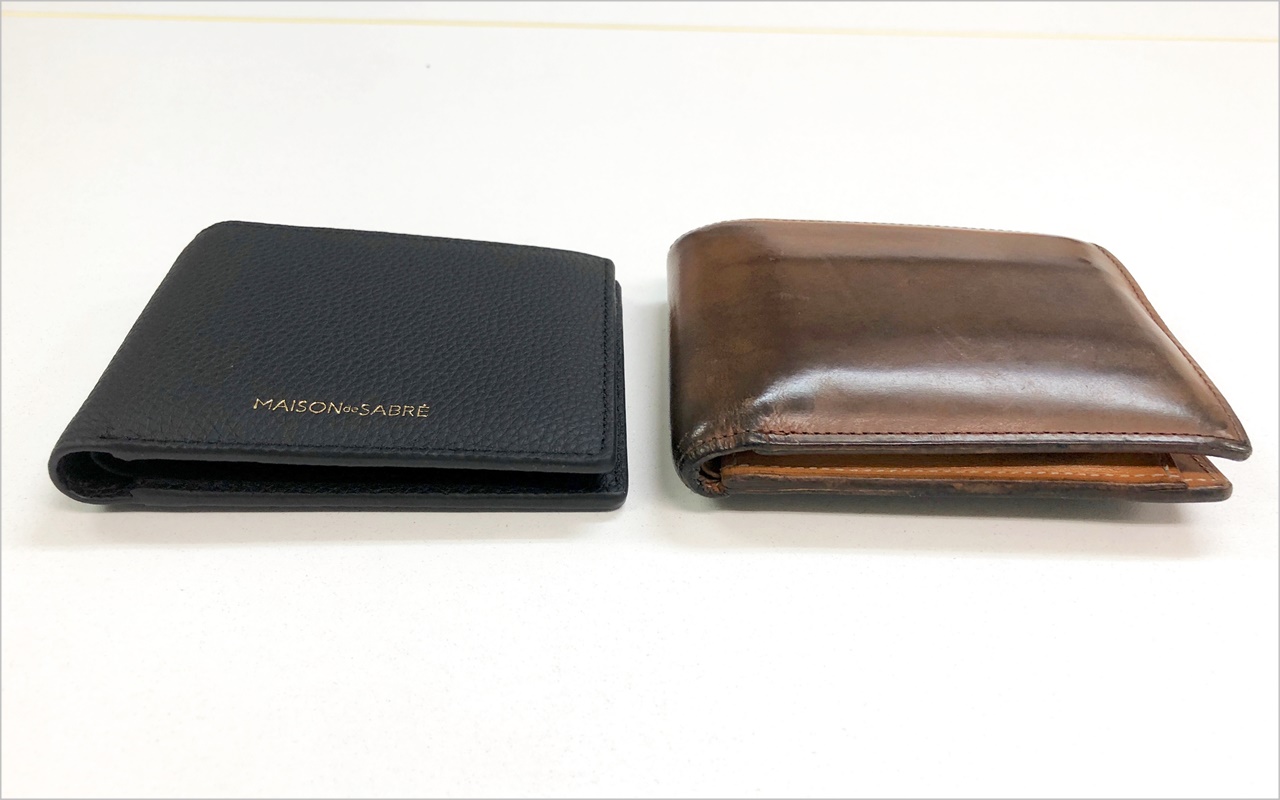 メゾンドサブレの二つ折り財布と自分の財布の薄さ比較