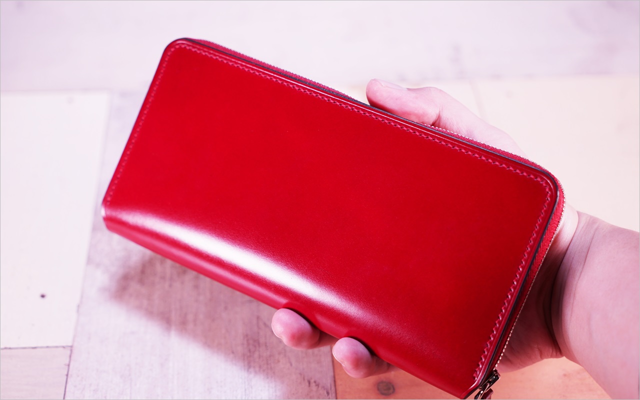 アニリン染め手縫いコードバン財布
